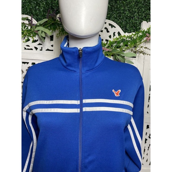 90s Y2K American Eagle Blue Retro Track Zip-Up Jacket Size XS Los Angeles 1977 - Picture 3 of 12